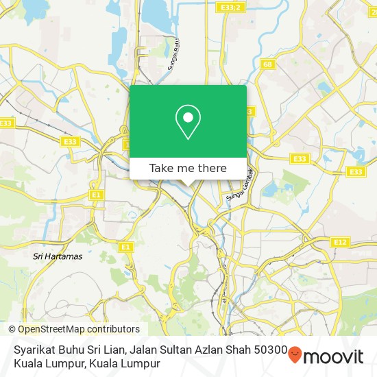 Peta Syarikat Buhu Sri Lian, Jalan Sultan Azlan Shah 50300 Kuala Lumpur