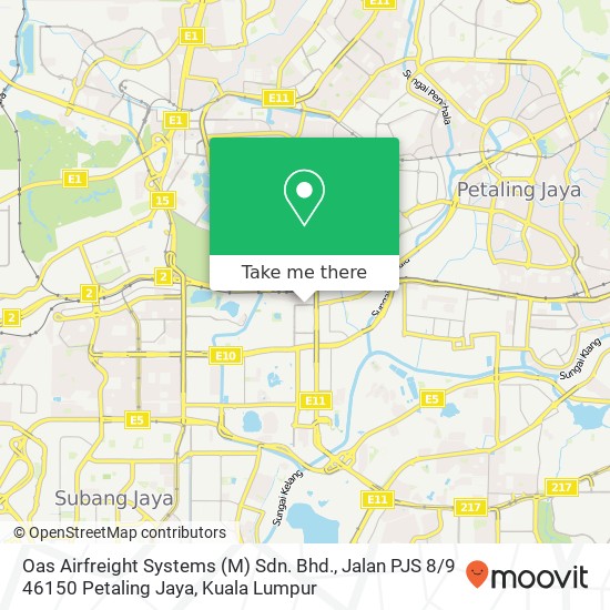 Peta Oas Airfreight Systems (M) Sdn. Bhd., Jalan PJS 8 / 9 46150 Petaling Jaya