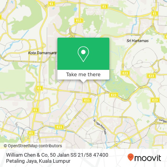 Peta William Chen & Co, 50 Jalan SS 21 / 58 47400 Petaling Jaya