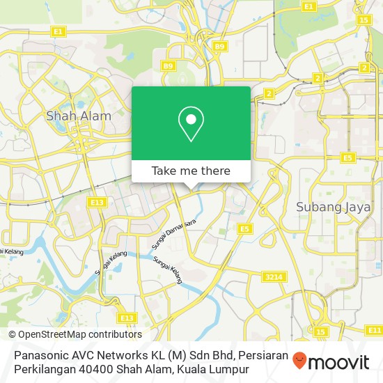 Peta Panasonic AVC Networks KL (M) Sdn Bhd, Persiaran Perkilangan 40400 Shah Alam