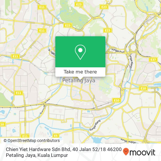 Peta Chien Yiet Hardware Sdn Bhd, 40 Jalan 52 / 18 46200 Petaling Jaya