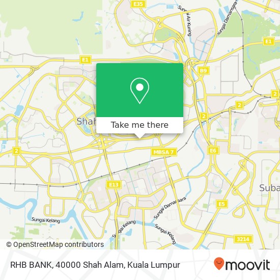 Peta RHB BANK, 40000 Shah Alam