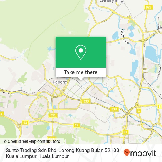 Peta Sunto Trading Sdn Bhd, Lorong Kuang Bulan 52100 Kuala Lumpur