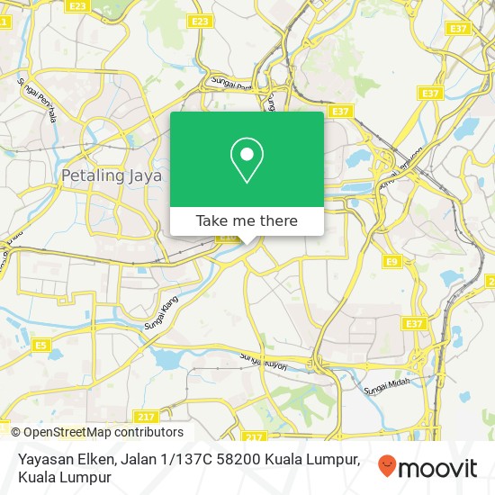 Peta Yayasan Elken, Jalan 1 / 137C 58200 Kuala Lumpur