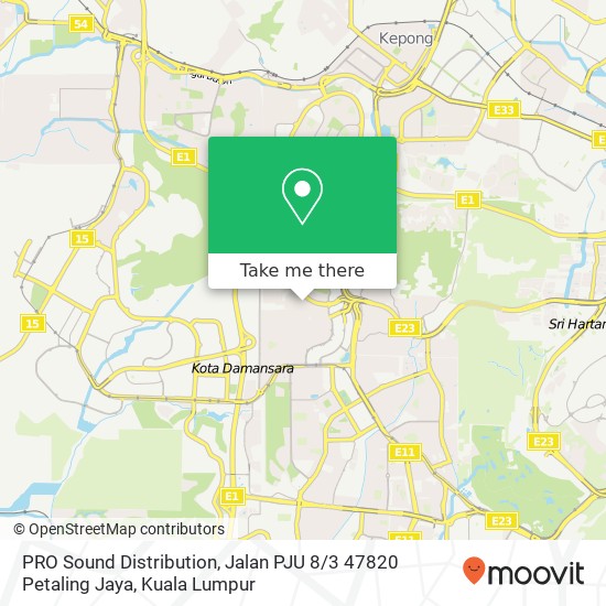 PRO Sound Distribution, Jalan PJU 8 / 3 47820 Petaling Jaya map