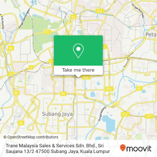 Peta Trane Malaysia Sales & Services Sdn. Bhd., Sri Saujana 13 / 2 47500 Subang Jaya