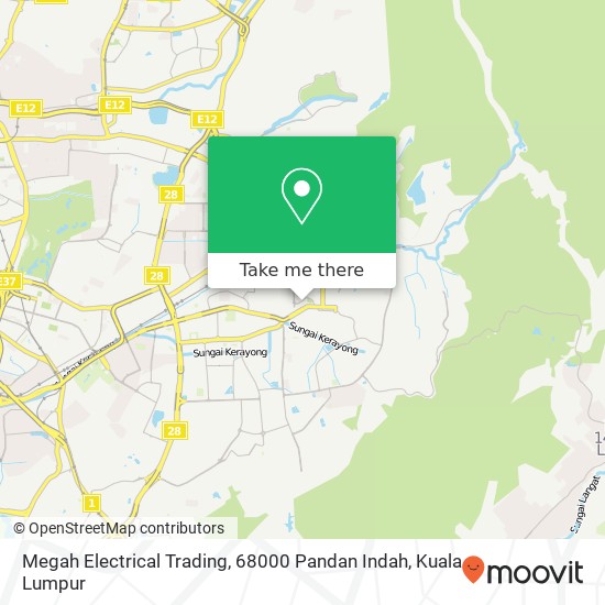 Peta Megah Electrical Trading, 68000 Pandan Indah