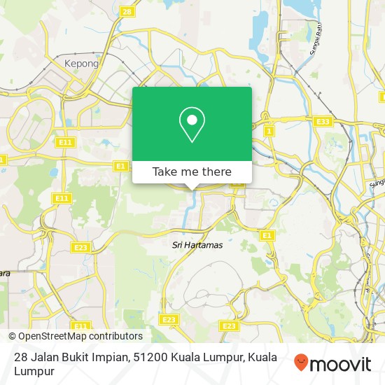 Peta 28 Jalan Bukit Impian, 51200 Kuala Lumpur