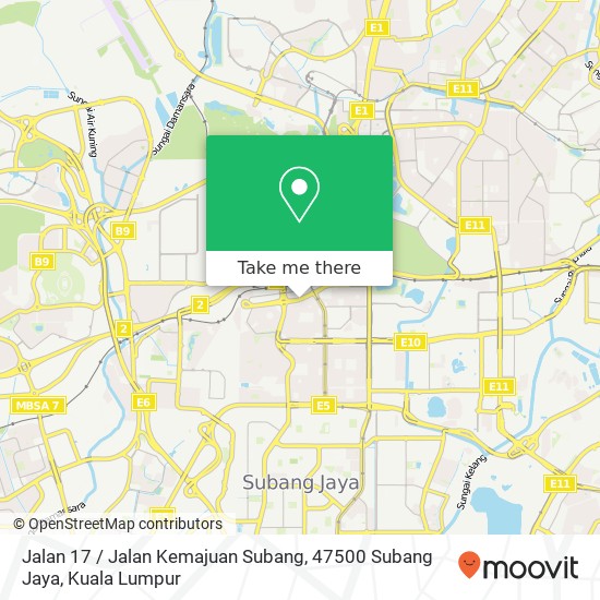 Peta Jalan 17 / Jalan Kemajuan Subang, 47500 Subang Jaya