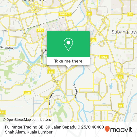 Fullrange Trading SB, 39 Jalan Sepadu C 25 / C 40400 Shah Alam map