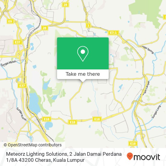 Meteorz Lighting Solutions, 2 Jalan Damai Perdana 1 / 8A 43200 Cheras map