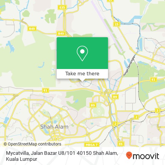 Peta Mycatvilla, Jalan Bazar U8 / 101 40150 Shah Alam
