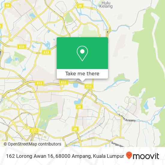 Peta 162 Lorong Awan 16, 68000 Ampang