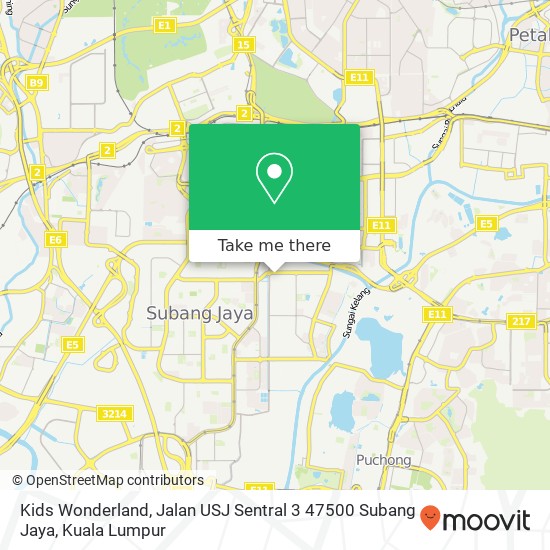 Kids Wonderland, Jalan USJ Sentral 3 47500 Subang Jaya map