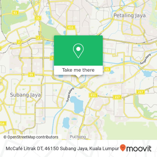 McCafé Litrak DT, 46150 Subang Jaya map