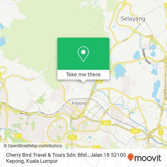 Peta Cherry Bird Travel & Tours Sdn. Bhd., Jalan 18 52100 Kepong