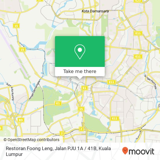 Peta Restoran Foong Leng, Jalan PJU 1A / 41B