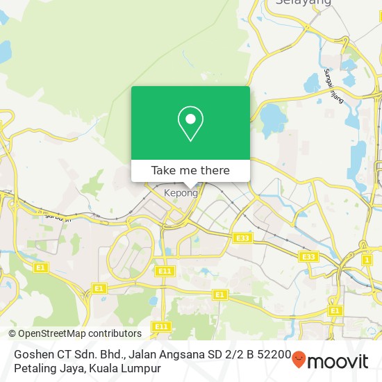 Peta Goshen CT Sdn. Bhd., Jalan Angsana SD 2 / 2 B 52200 Petaling Jaya