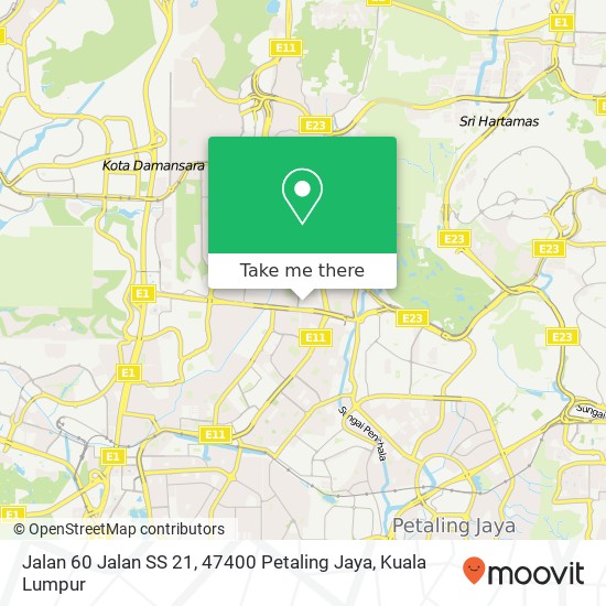 Peta Jalan 60 Jalan SS 21, 47400 Petaling Jaya