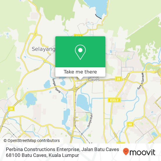 Peta Perbina Constructions Enterprise, Jalan Batu Caves 68100 Batu Caves