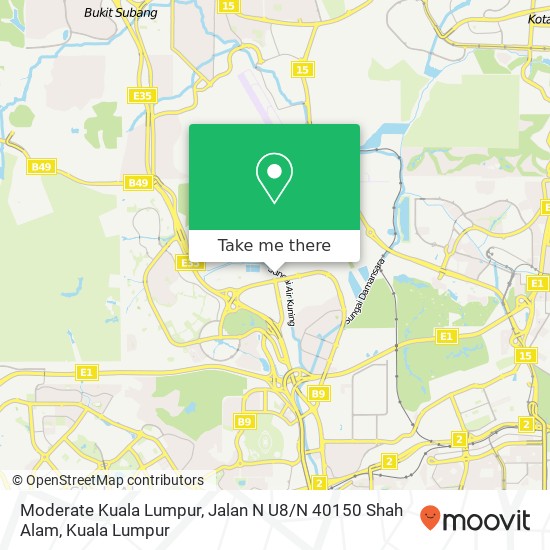 Peta Moderate Kuala Lumpur, Jalan N U8 / N 40150 Shah Alam