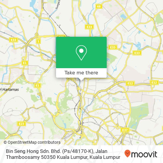 Peta Bin Seng Hong Sdn. Bhd. (Ps / 48170-K), Jalan Thamboosamy 50350 Kuala Lumpur