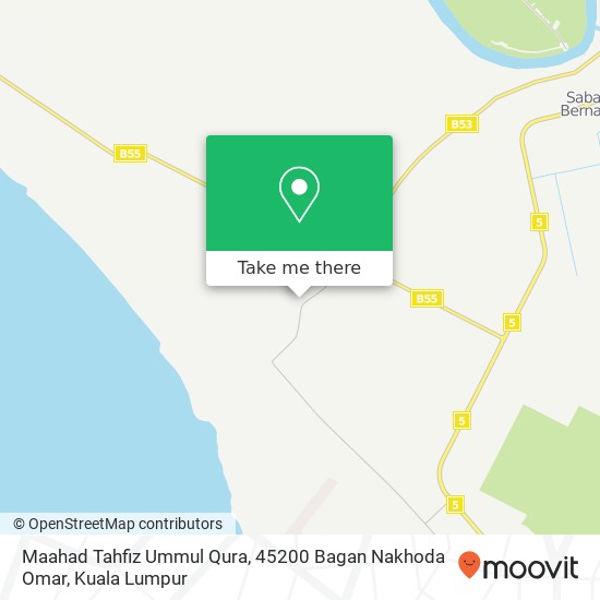 Peta Maahad Tahfiz Ummul Qura, 45200 Bagan Nakhoda Omar