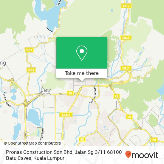 Peta Pronas Construction Sdn Bhd, Jalan Sg 3 / 11 68100 Batu Caves