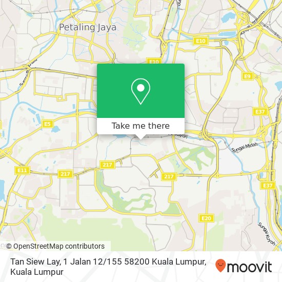 Peta Tan Siew Lay, 1 Jalan 12 / 155 58200 Kuala Lumpur