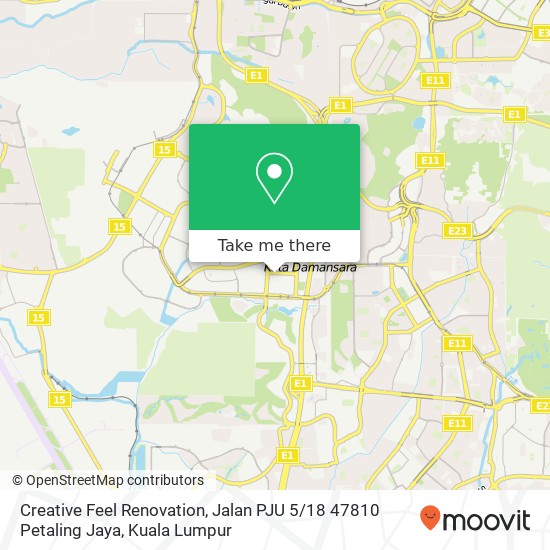 Peta Creative Feel Renovation, Jalan PJU 5 / 18 47810 Petaling Jaya