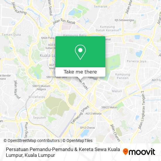 Peta Persatuan Pemandu-Pemandu & Kereta Sewa Kuala Lumpur