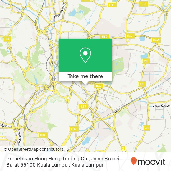 Peta Percetakan Hong Heng Trading Co., Jalan Brunei Barat 55100 Kuala Lumpur