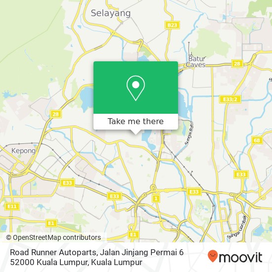 Peta Road Runner Autoparts, Jalan Jinjang Permai 6 52000 Kuala Lumpur
