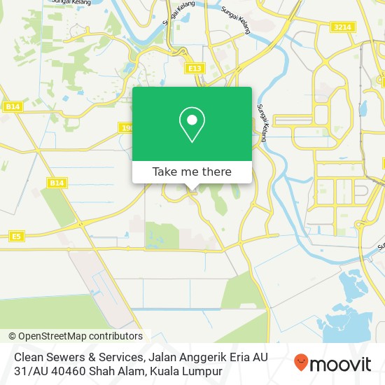 Peta Clean Sewers & Services, Jalan Anggerik Eria AU 31 / AU 40460 Shah Alam