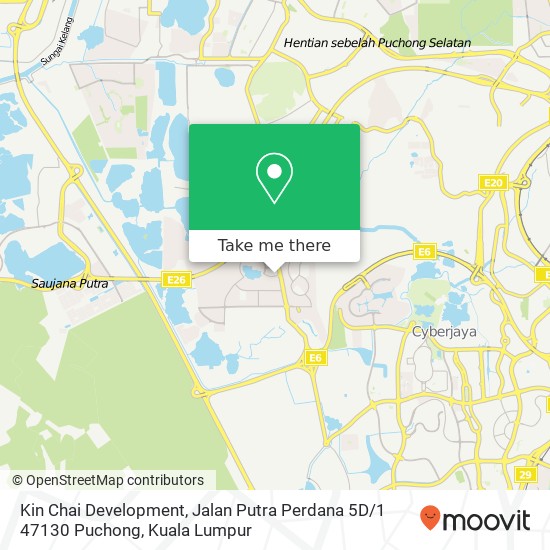 Peta Kin Chai Development, Jalan Putra Perdana 5D / 1 47130 Puchong