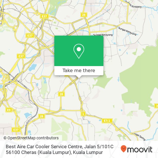 Peta Best Aire Car Cooler Service Centre, Jalan 5 / 101C 56100 Cheras (Kuala Lumpur)