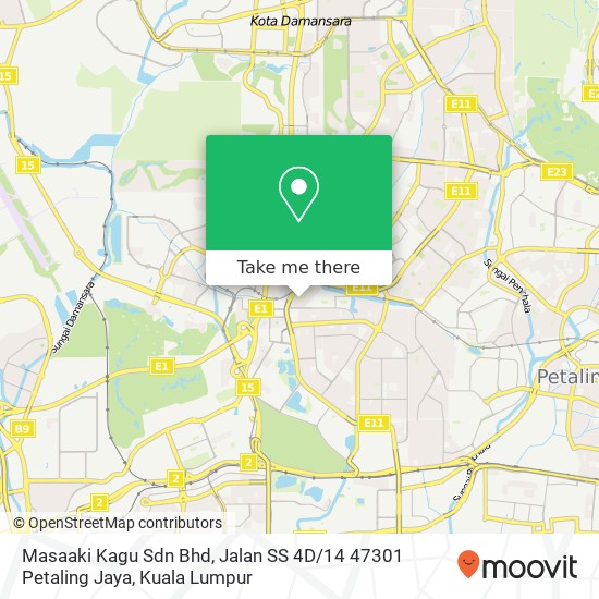 Peta Masaaki Kagu Sdn Bhd, Jalan SS 4D / 14 47301 Petaling Jaya