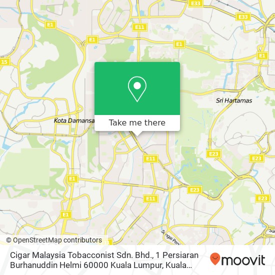 Cigar Malaysia Tobacconist Sdn. Bhd., 1 Persiaran Burhanuddin Helmi 60000 Kuala Lumpur map