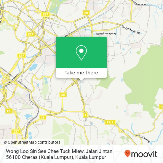 Wong Loo Sin See Chee Tuck Miew, Jalan Jintan 56100 Cheras (Kuala Lumpur) map
