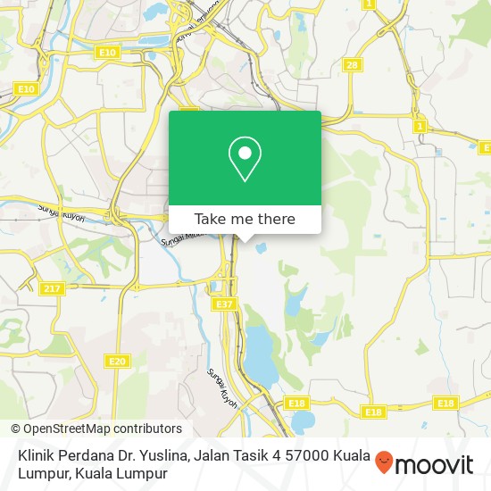 Klinik Perdana Dr. Yuslina, Jalan Tasik 4 57000 Kuala Lumpur map