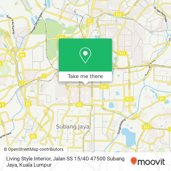 Peta Living Style Interior, Jalan SS 15 / 4D 47500 Subang Jaya