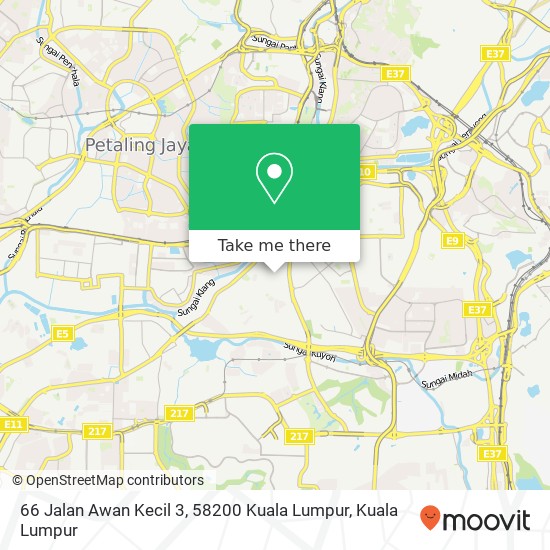 Peta 66 Jalan Awan Kecil 3, 58200 Kuala Lumpur