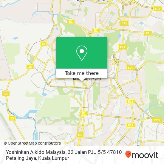 Peta Yoshinkan Aikido Malaysia, 32 Jalan PJU 5 / 5 47810 Petaling Jaya