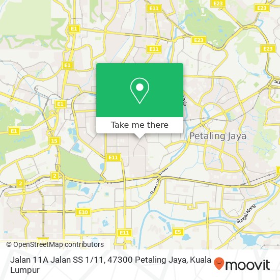 Peta Jalan 11A Jalan SS 1 / 11, 47300 Petaling Jaya