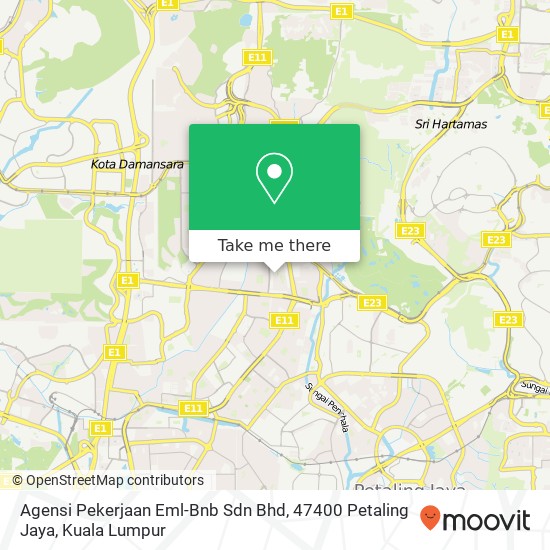 Peta Agensi Pekerjaan Eml-Bnb Sdn Bhd, 47400 Petaling Jaya
