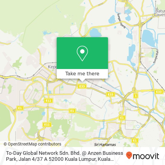 To-Day Global Network Sdn. Bhd. @ Anzen Business Park, Jalan 4 / 37 A 52000 Kuala Lumpur map