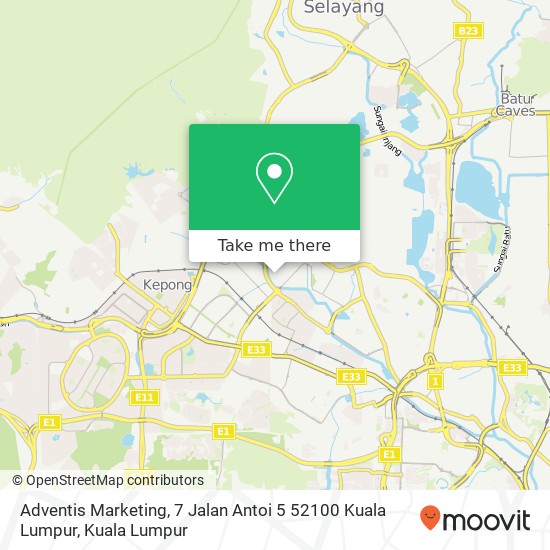 Adventis Marketing, 7 Jalan Antoi 5 52100 Kuala Lumpur map