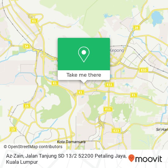 Peta Az-Zain, Jalan Tanjung SD 13 / 2 52200 Petaling Jaya
