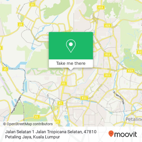 Peta Jalan Selatan 1 Jalan Tropicana Selatan, 47810 Petaling Jaya