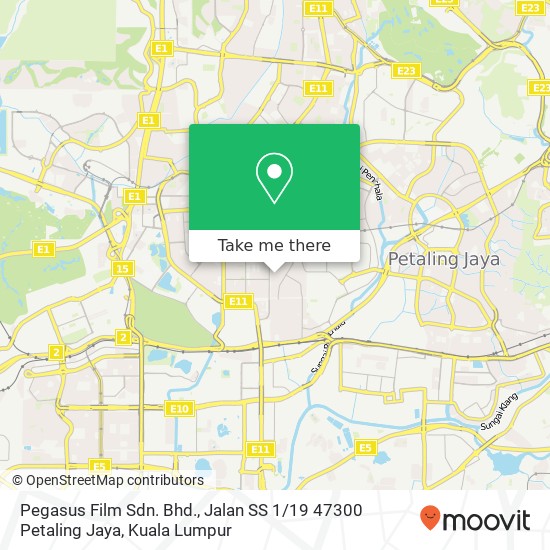Peta Pegasus Film Sdn. Bhd., Jalan SS 1 / 19 47300 Petaling Jaya